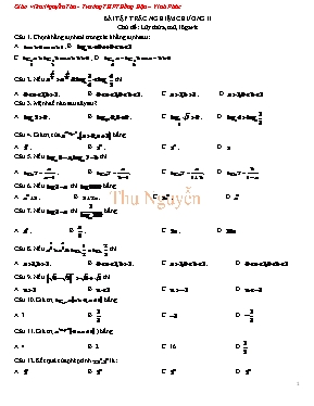 Bài tập trắc nghiệm Chương II môn Giải tích Lớp 12 - Phan Trung Kiên